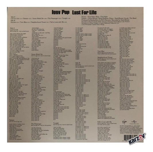 Iggy Pop Lust For Life Lp Acetato Vinyl