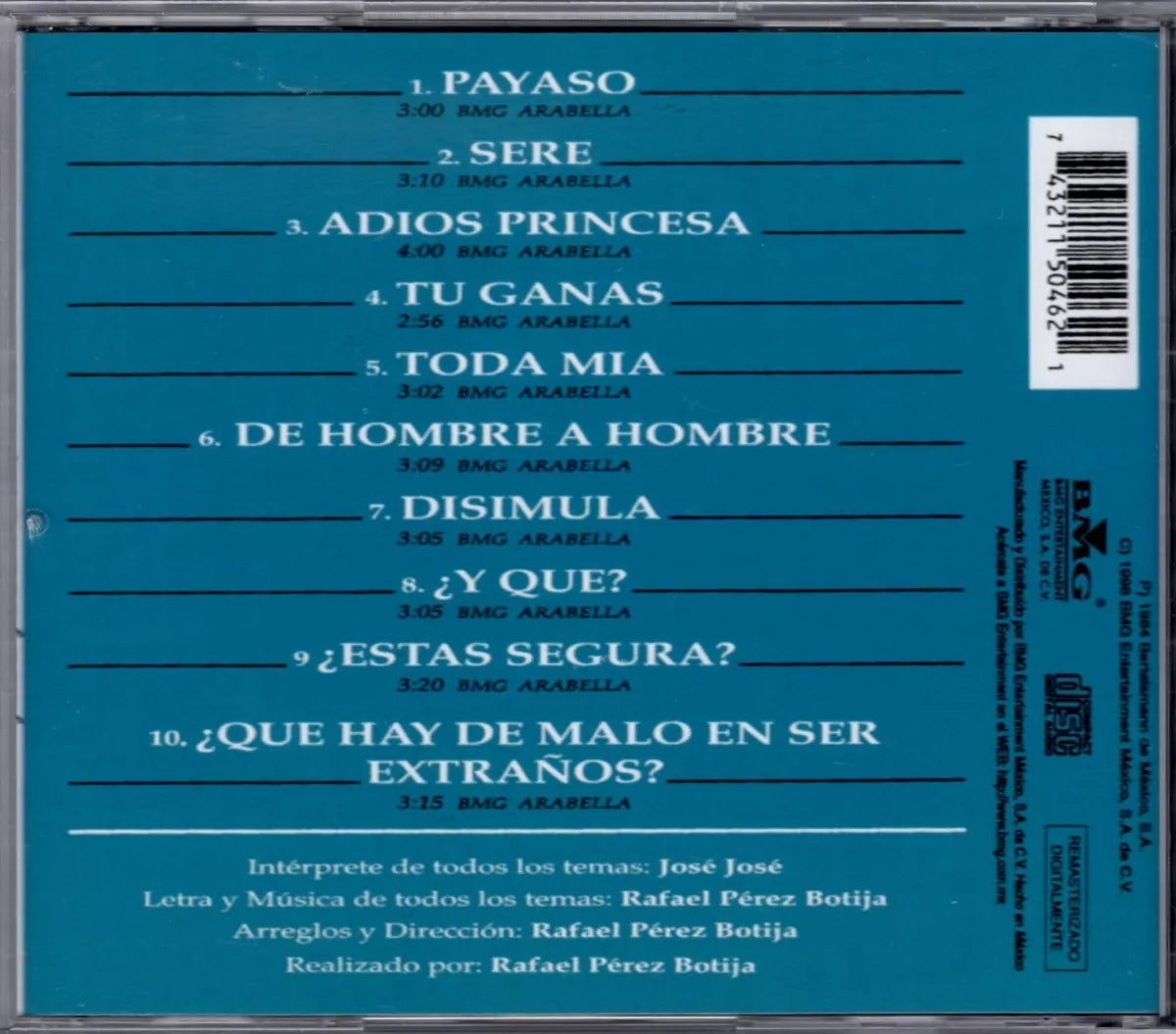 Jose Jose - Reflexiones - Disco Cd