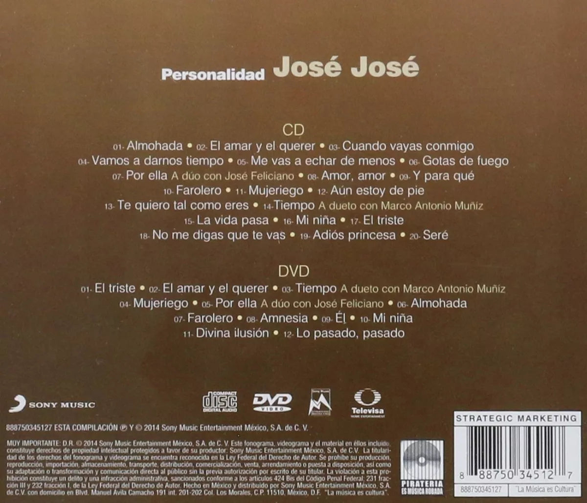 Jose Jose - Personalidad - Disco Cd + Dvd - Nuevo