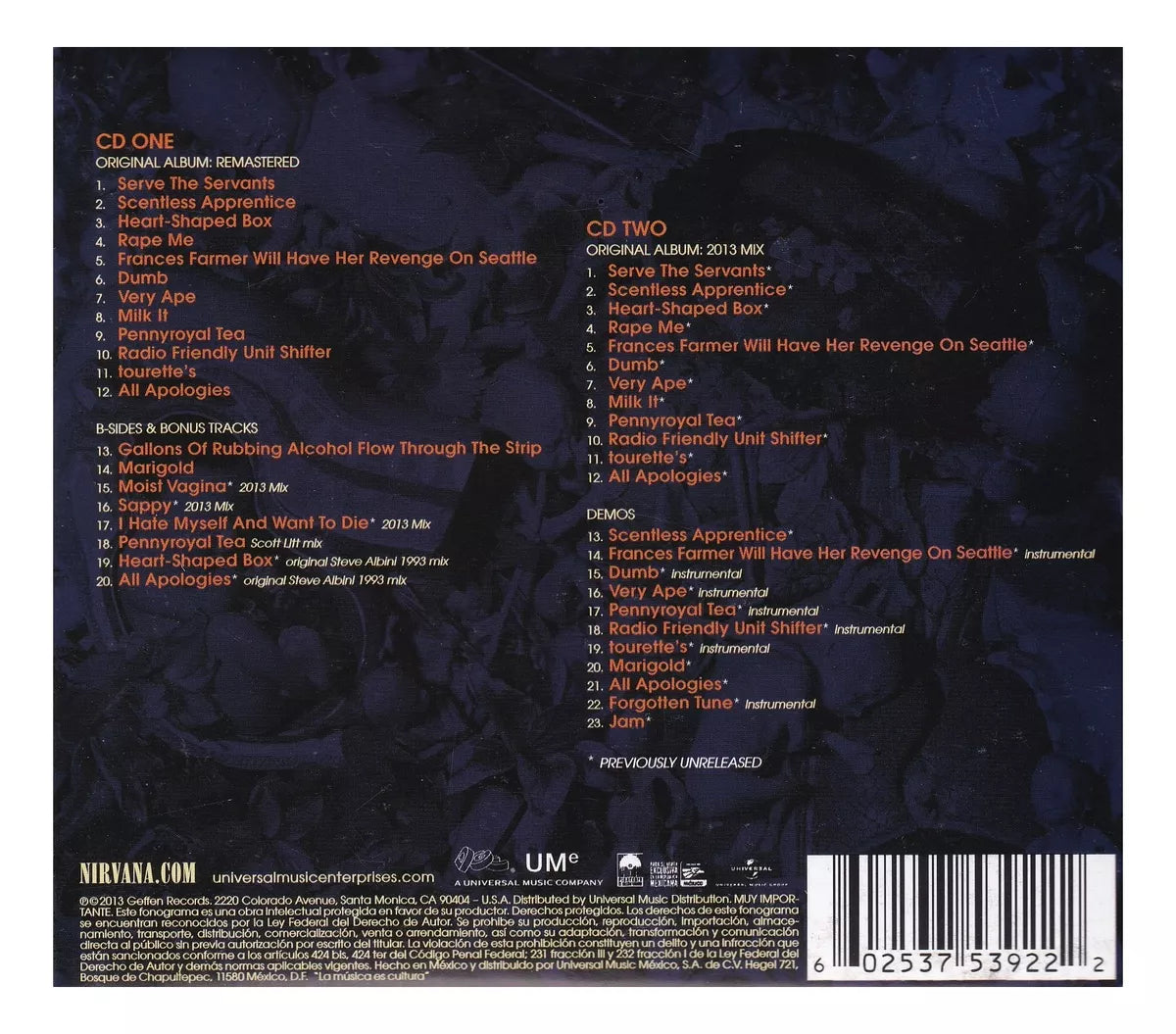 Nirvana In Utero 20th Anniversary Edition 2 Discos Cd