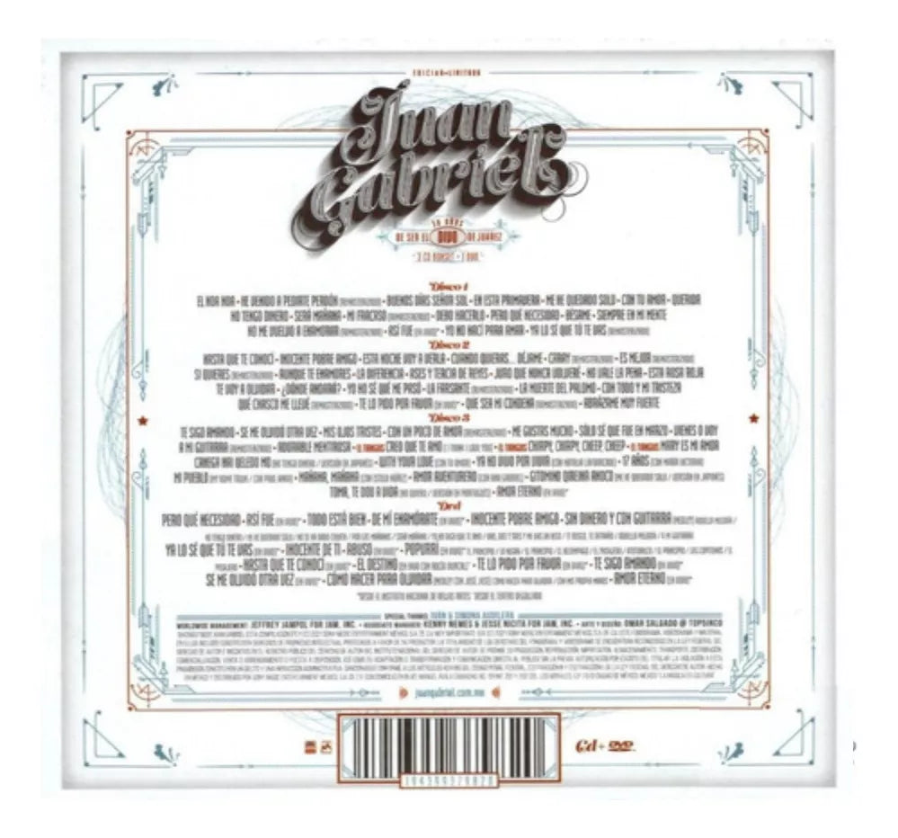 Juan Gabriel 50 Años De Ser El Divo De Juarez 3 Discos Cd + Dvd