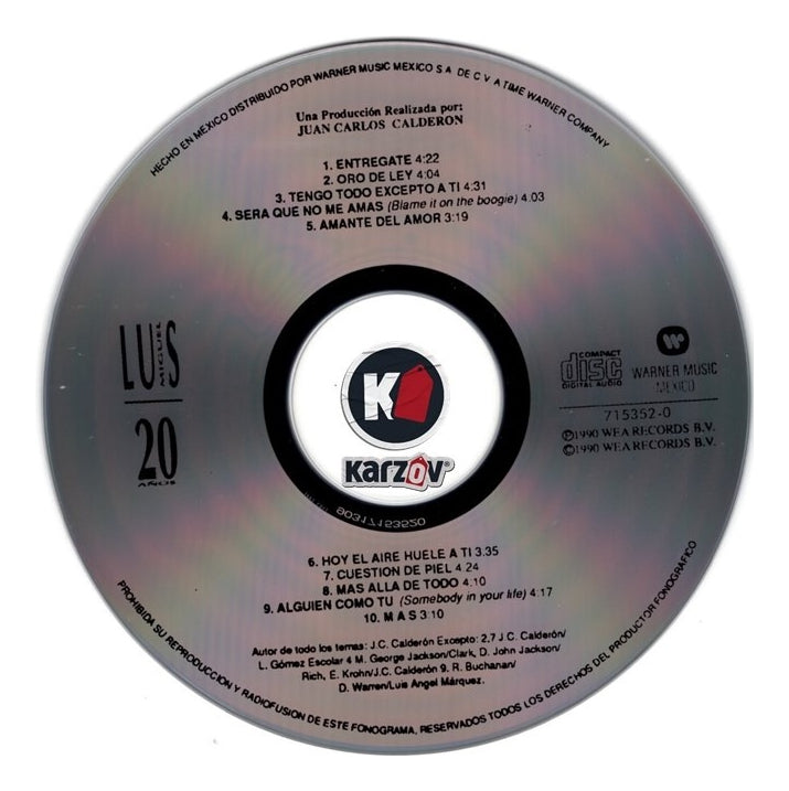 Luis Miguel 20 Veinte Años Disco Cd