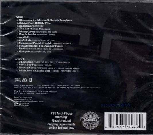 Good Kid: M.a.a.d City - Kendrick Lamar - Deluxe - 2 Cd 's