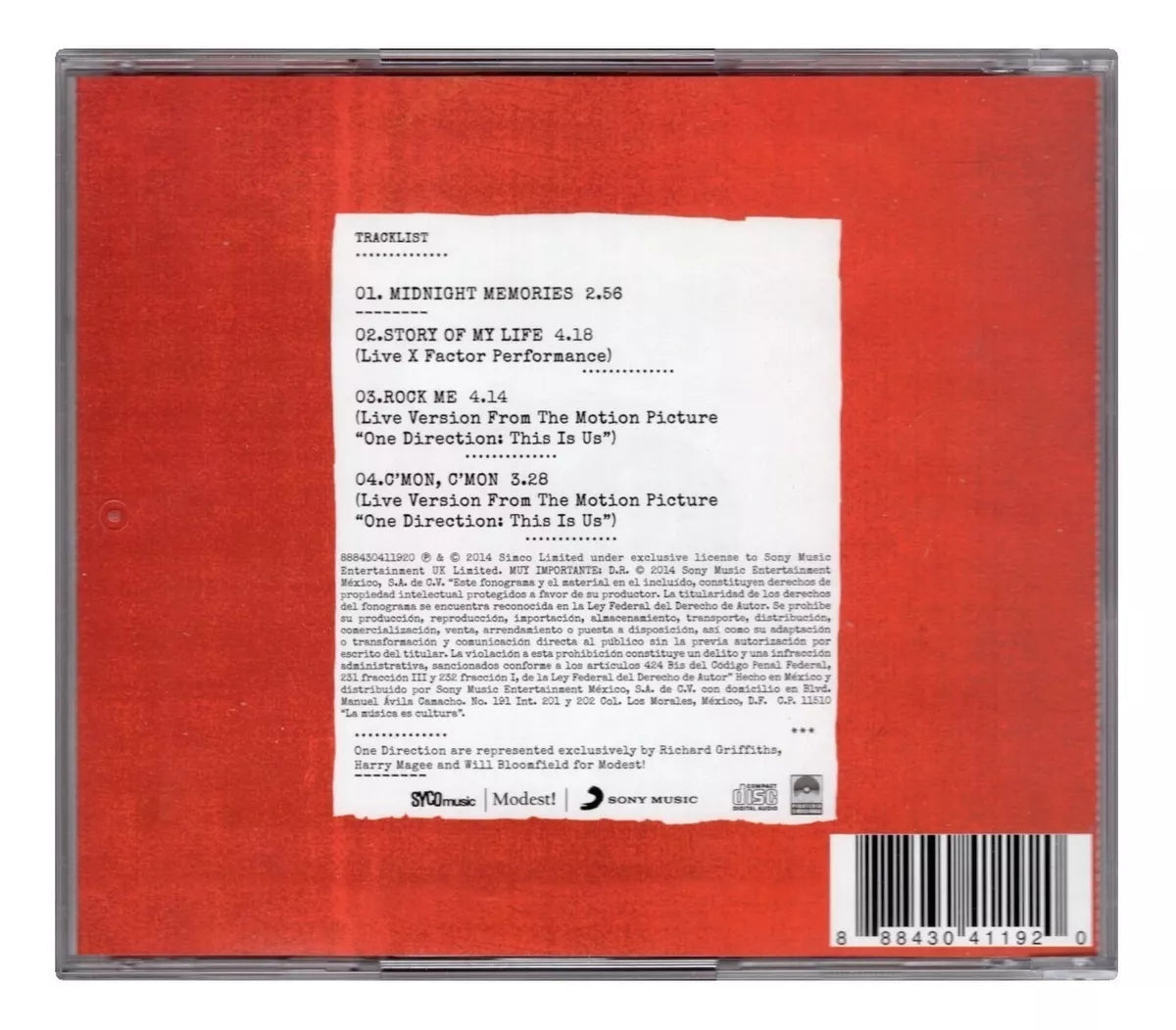 One Direction - Midnight Memories / Maxi Single - Disco Cd