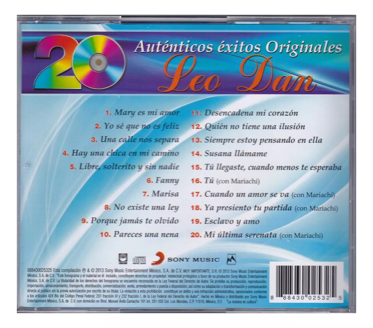 Leo Dan 20 Veinte Autenticos Exitos Originales Disco Cd