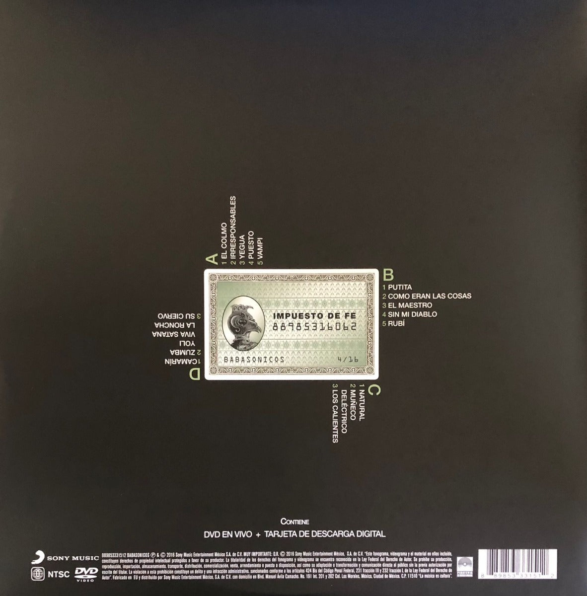 Babasonicos Impuesto De Fe / Desde Adentro 2 Vinyl + Dvd