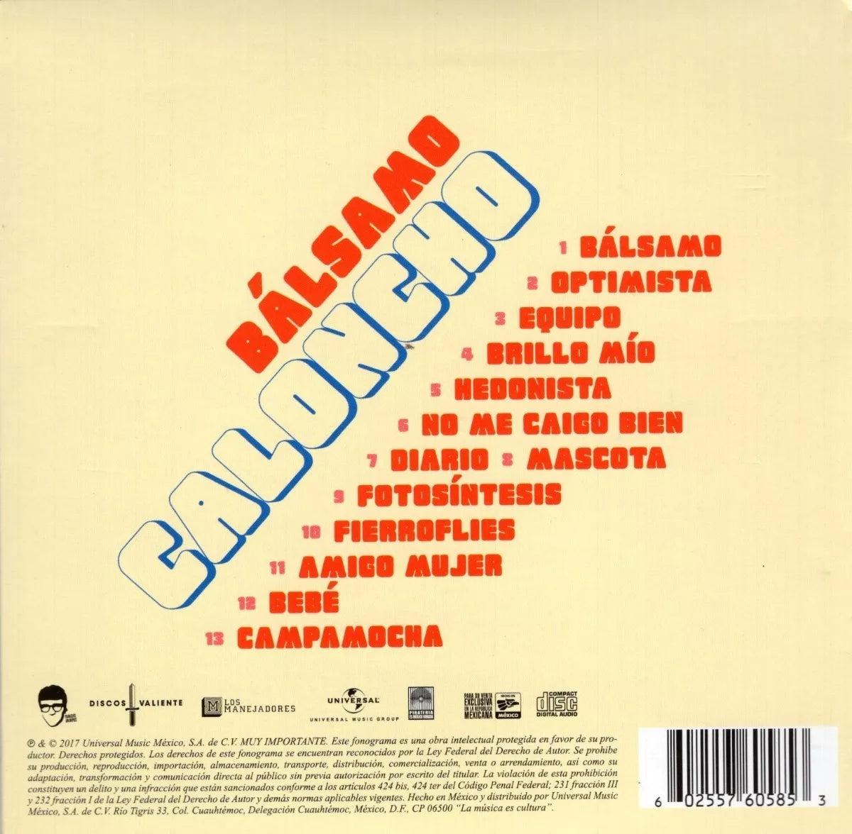 Caloncho Balsamo Disco Cd Con 13 Canciones