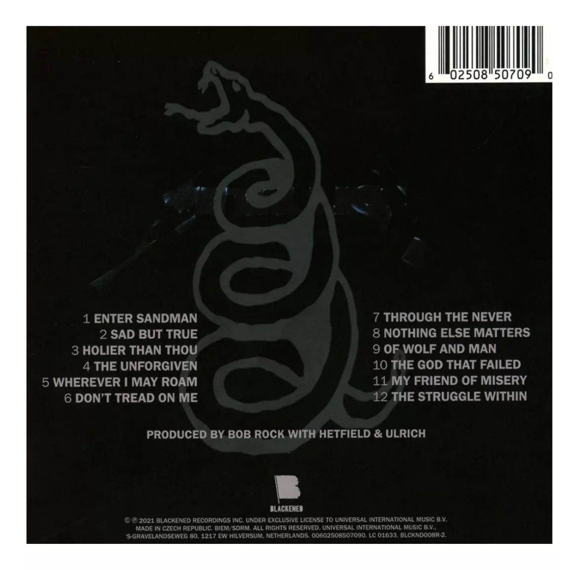 Metallica The Black Album Remastered Disco Cd