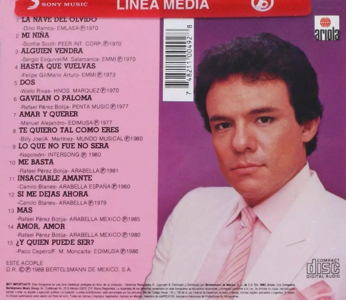 Jose Jose - Exitos Volumen 1 Uno - Disco Cd