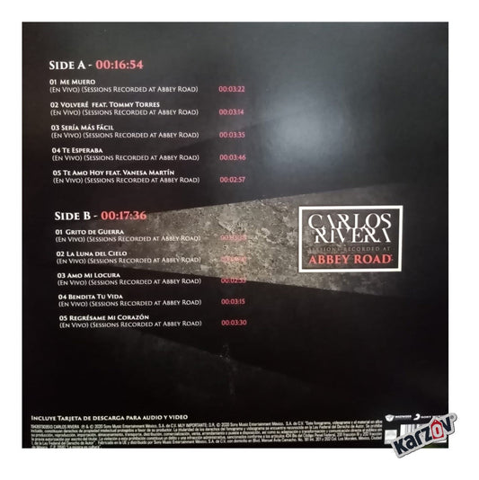 Carlos Rivera Sessions Recorded At Abbey Road - 1 Lp Vinyl