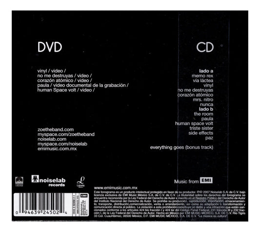 Zoe Memo Rex Commander Y El Corazon Atomico Disco Cd + Dvd