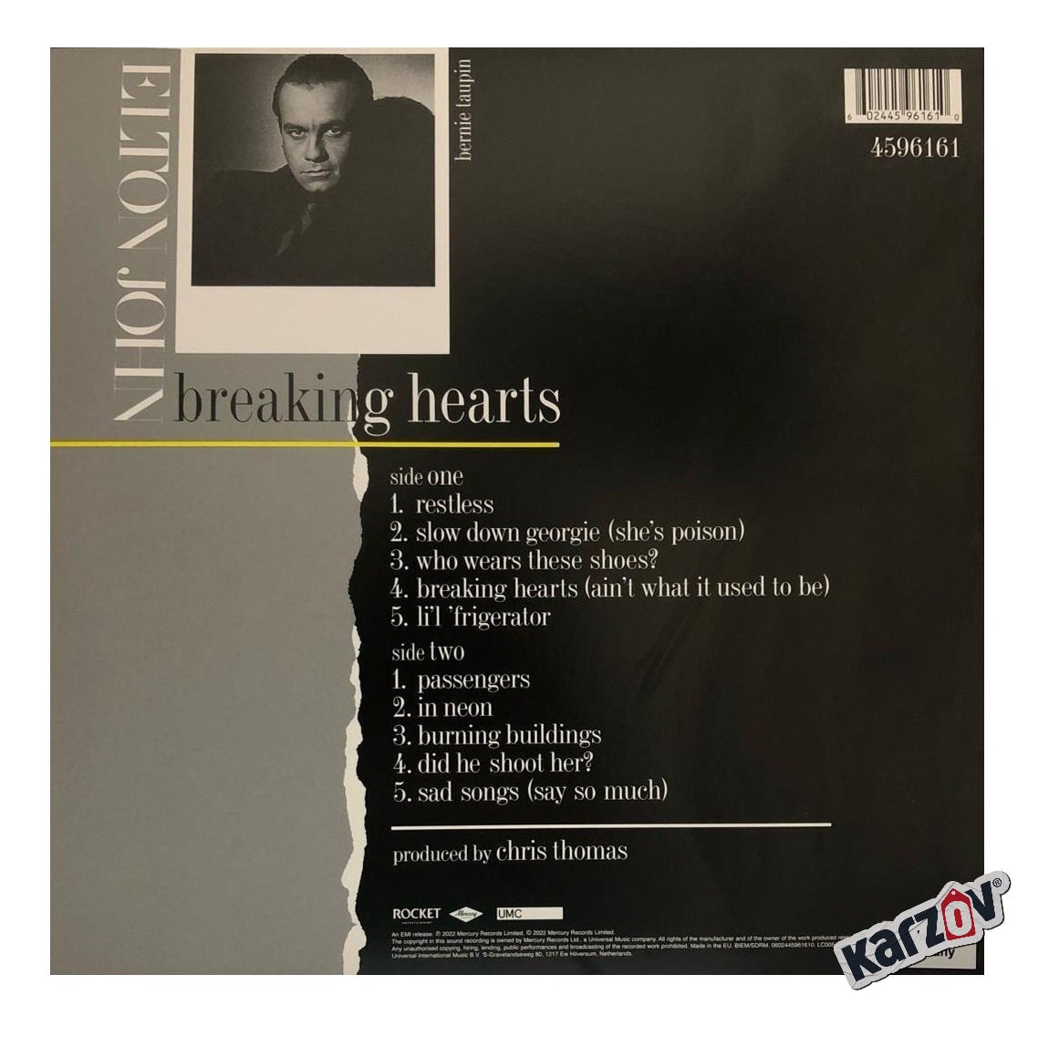 Elton John Breaking Hearts Lp Acetato Vinyl