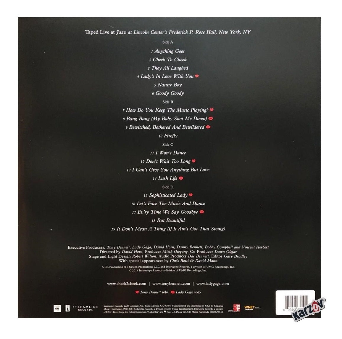 Tony Bennett Y Lady Gaga Cheek Live Rsd Black 2 Lp Vinyl