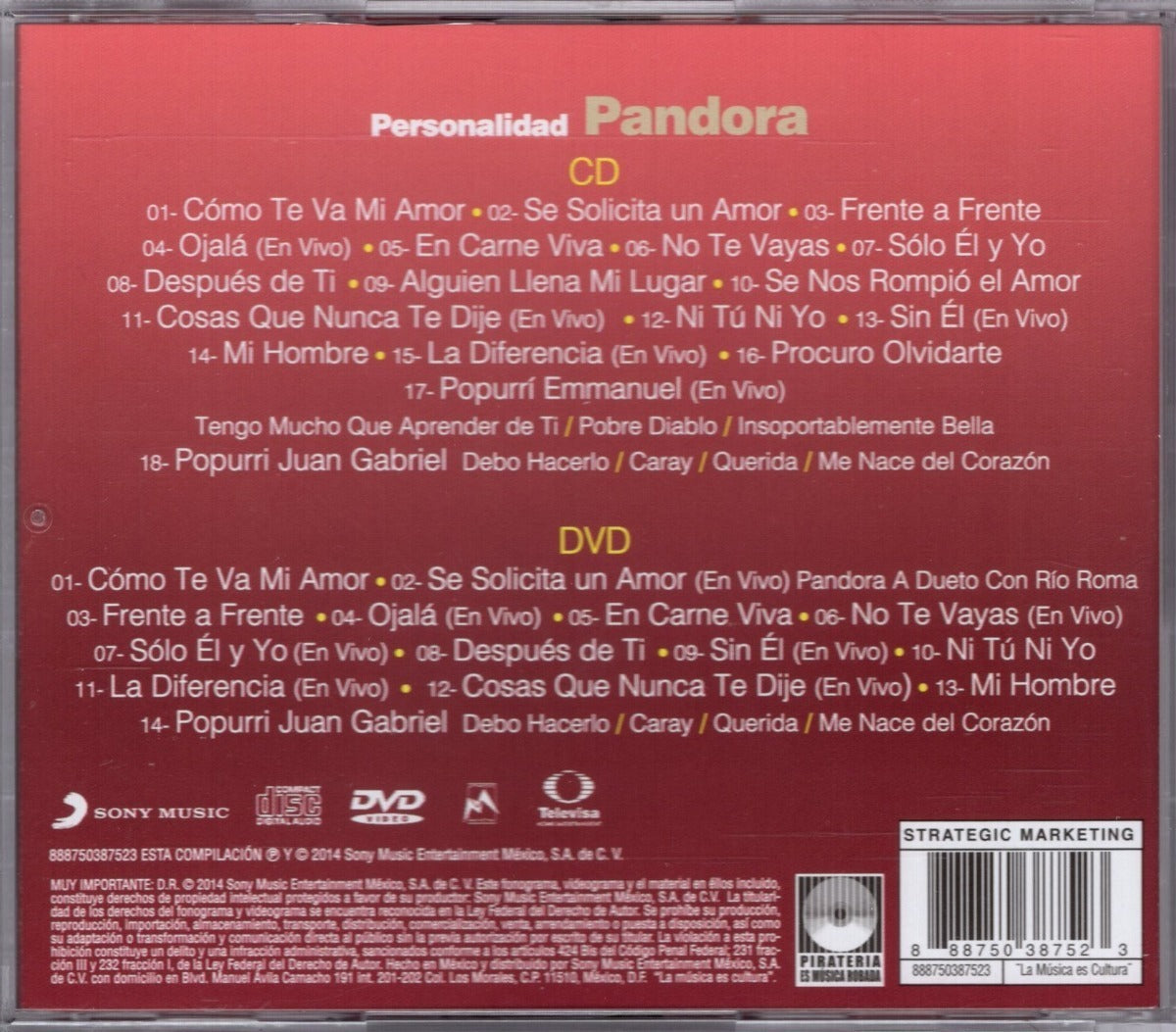 Pandora Personalidad 2 Discos Cd + Dvd
