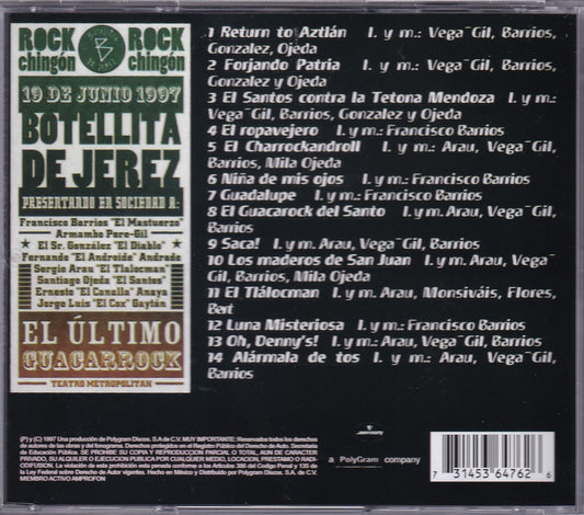 Botellita De Jerez El Ultimo Guacarrock / Teatro Metropolitan 19 06 97 Disco Cd