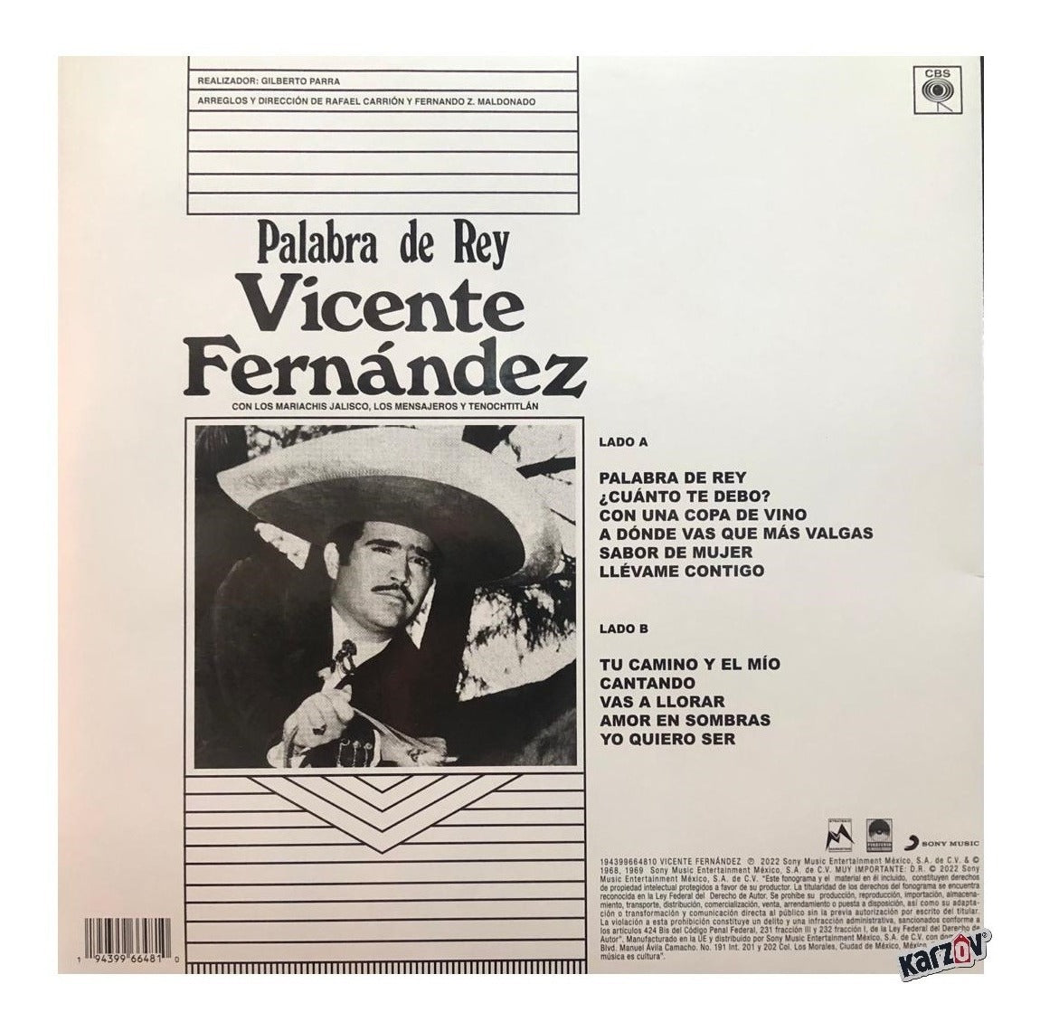 Vicente Fernandez Palabra De Rey Lp Vinyl