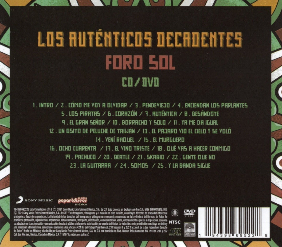 Los Autenticos Decadentes Foro Sol Disco Cd + Dvd