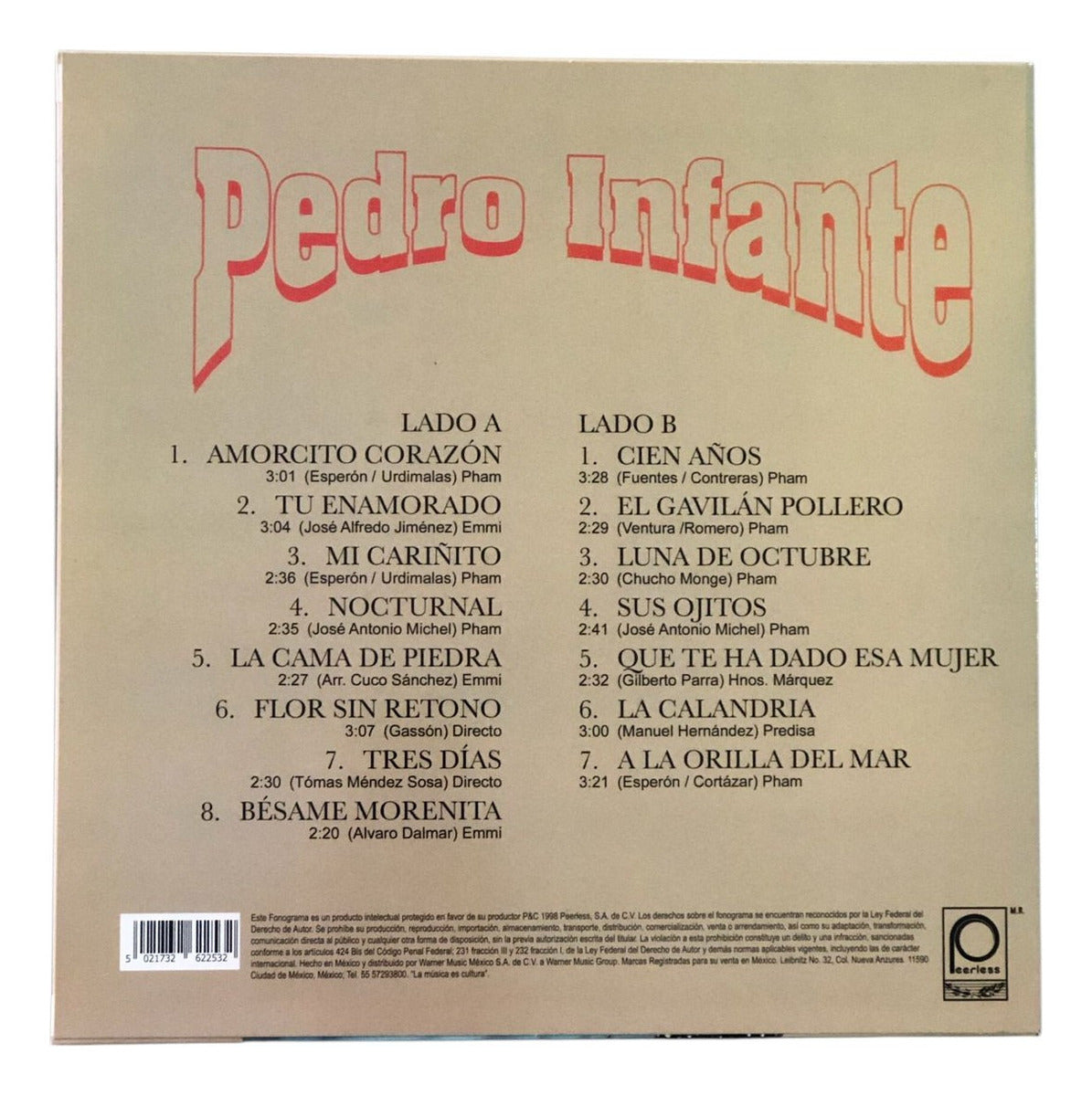 Pedro Infante 15 Inmortales Lp Vinyl