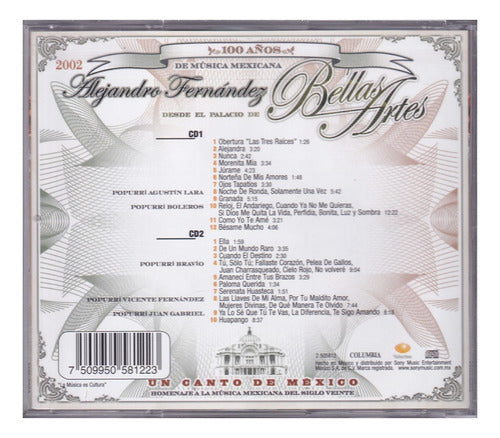 Alejandro Fernandez Desde Bellas Artes En Vivo 2 Discos Cd