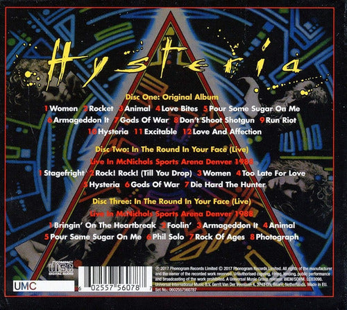 Def Leppard Hysteria Remastered 3 Discos Cd