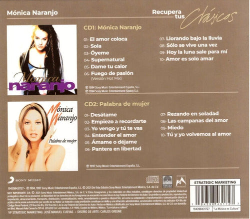 Monica Naranjo Recupera Tus Clasicos 2 Discos Cd