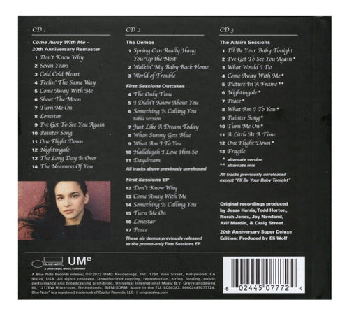 Norah Jones Come Away With Me Digibook 3 Discos Cd