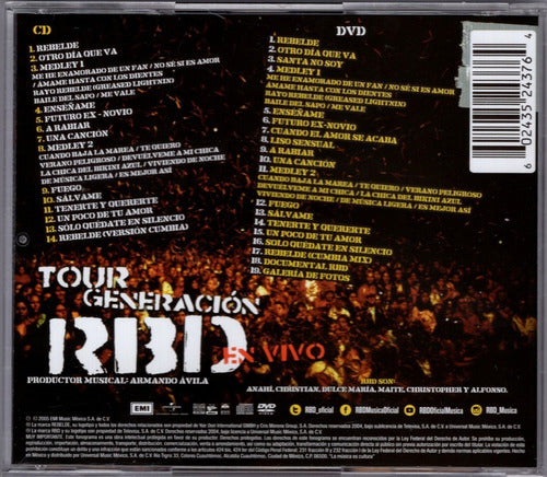 Rbd Tour Generacion Rbd En Vivo 2 Disco Cd + Dvd