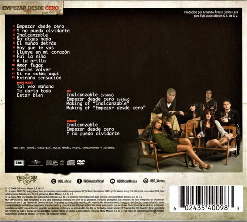 Rbd Rebelde Empezar Desde Cero Edicion Fan 2 Discos Cd + Dvd