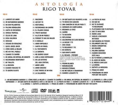 Rigo Tovar Antologia Edicion Limitada 4 Discos CD + Dvd