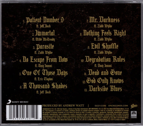Ozzy Ozbourne Patient Number 9 Disco Cd