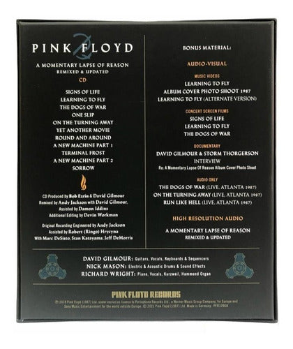 Pink Floyd A Momentary Lapse Of Reason Deluxe 2 Discos Cd + Dvd