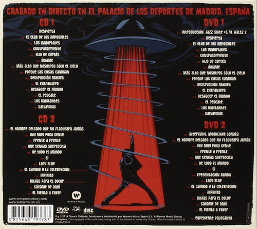 Bunbury Madrid Area 51 En Vivo 4 Discos Cd+Dvd