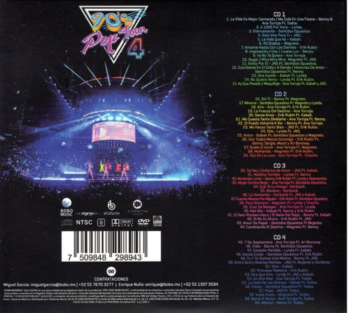 90's Pop Tour Volumen 4 Digipack 4 Discos Cd + 2 Dvd