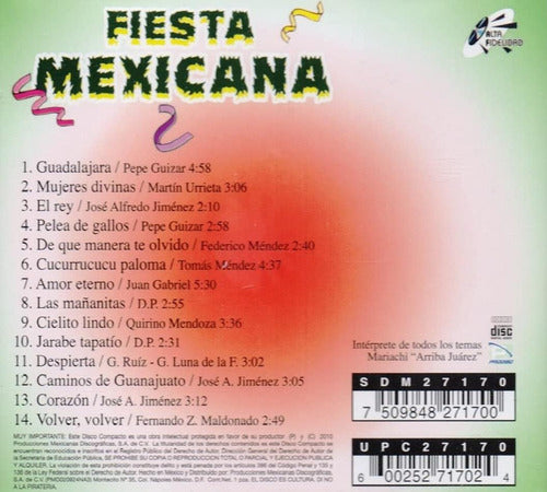 Fiesta Mexicana Mariachi Arriba Juarez Disco Cd