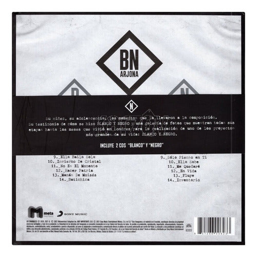 Ricardo Arjona Blanco Y Negro 2 Discos Cd + Libro