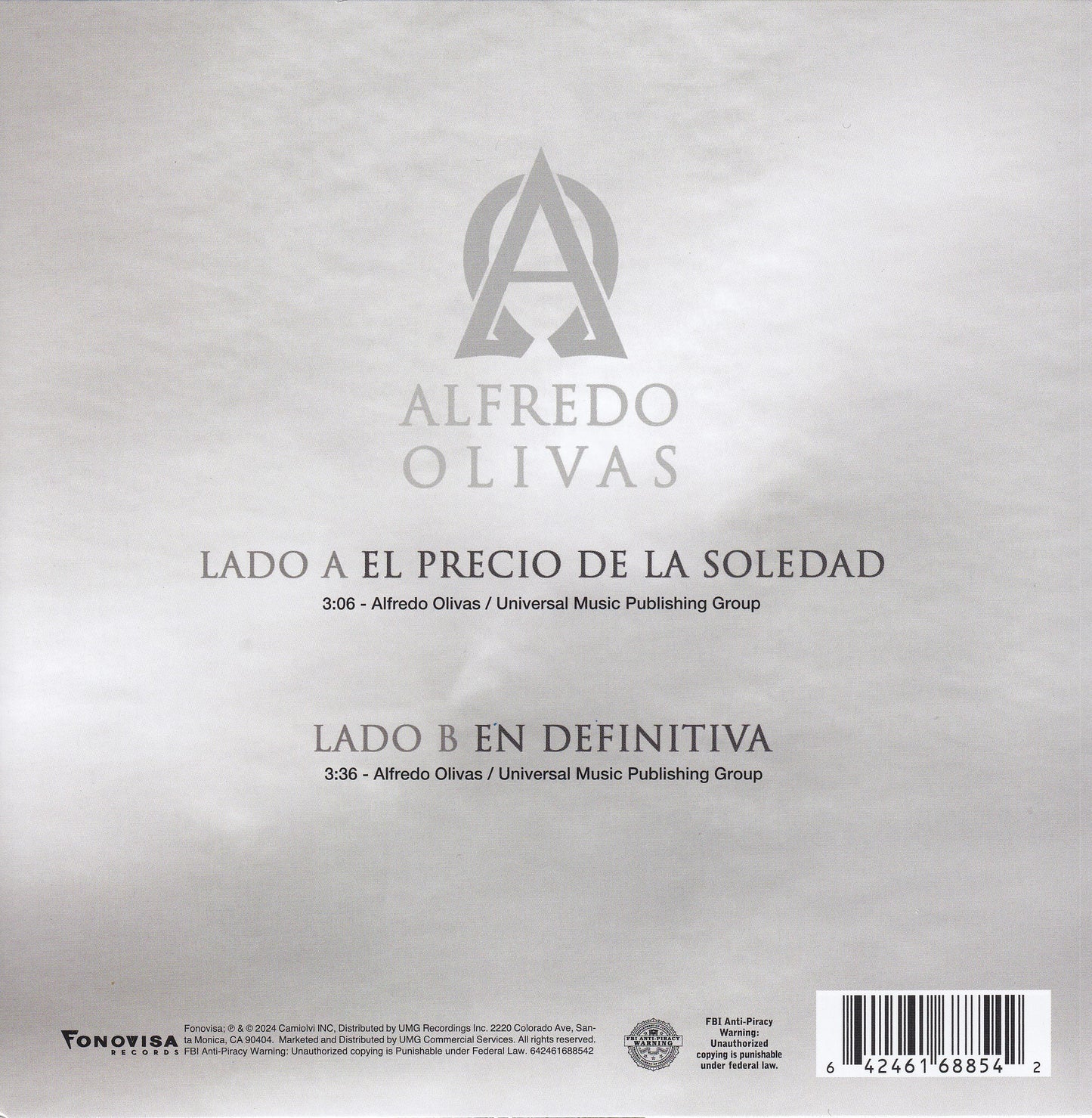 Alfredo Olivas El Precio De La Soledad 07 pulgadas Lp Vinyl