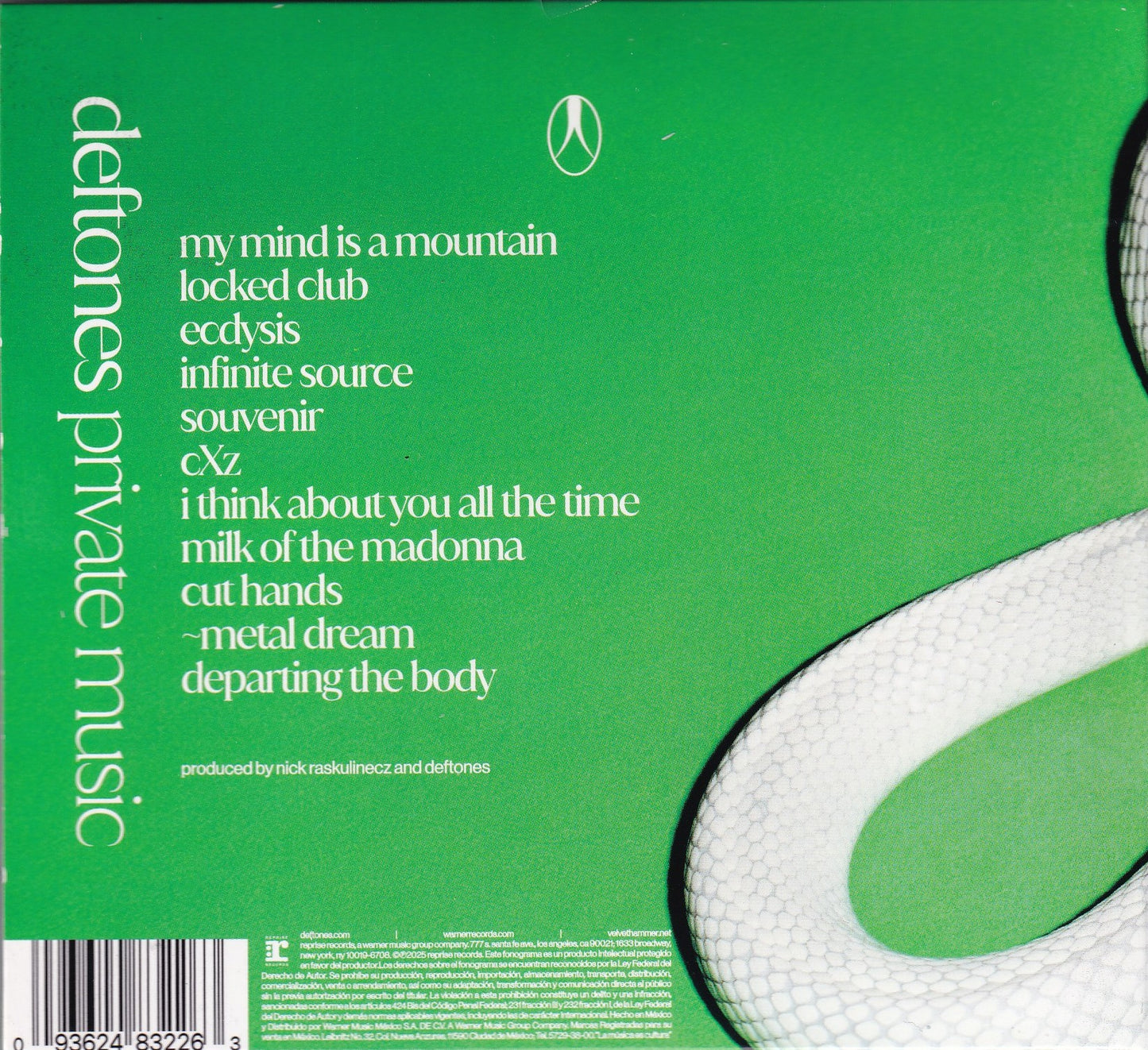 Deftones Private Music 2025 Disco Cd