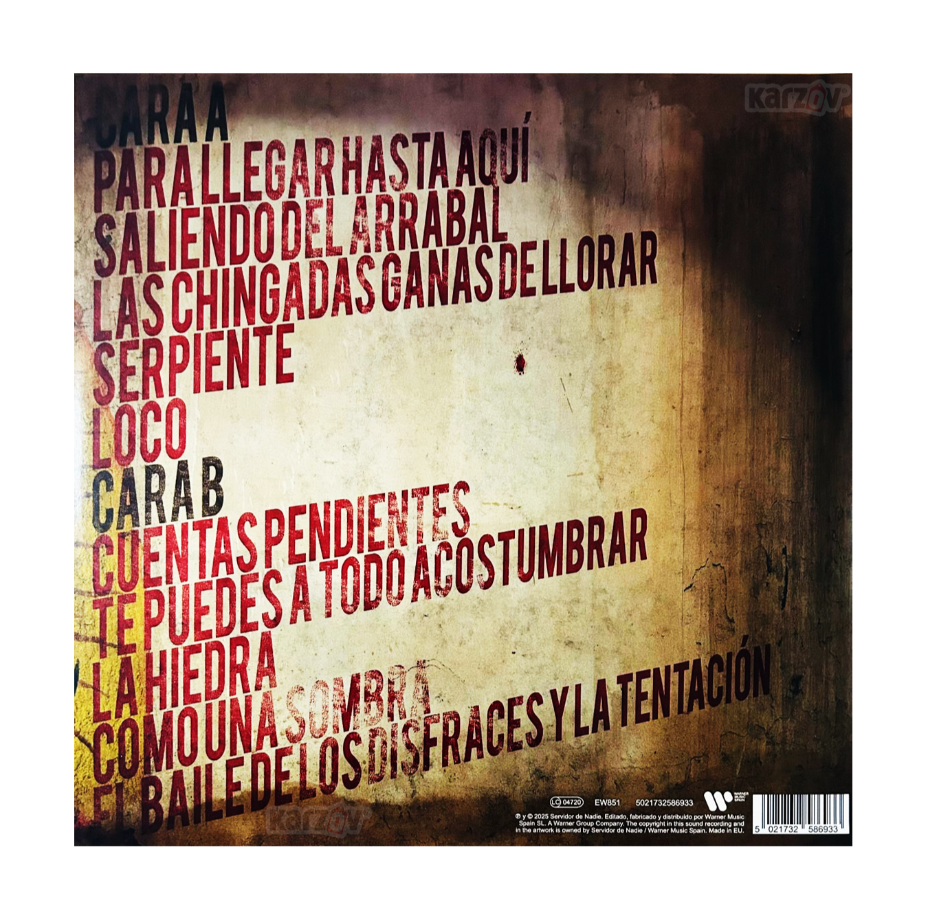 Enrique Bunbury Cuentas Pendientes Red Splatter Lp Vinyl