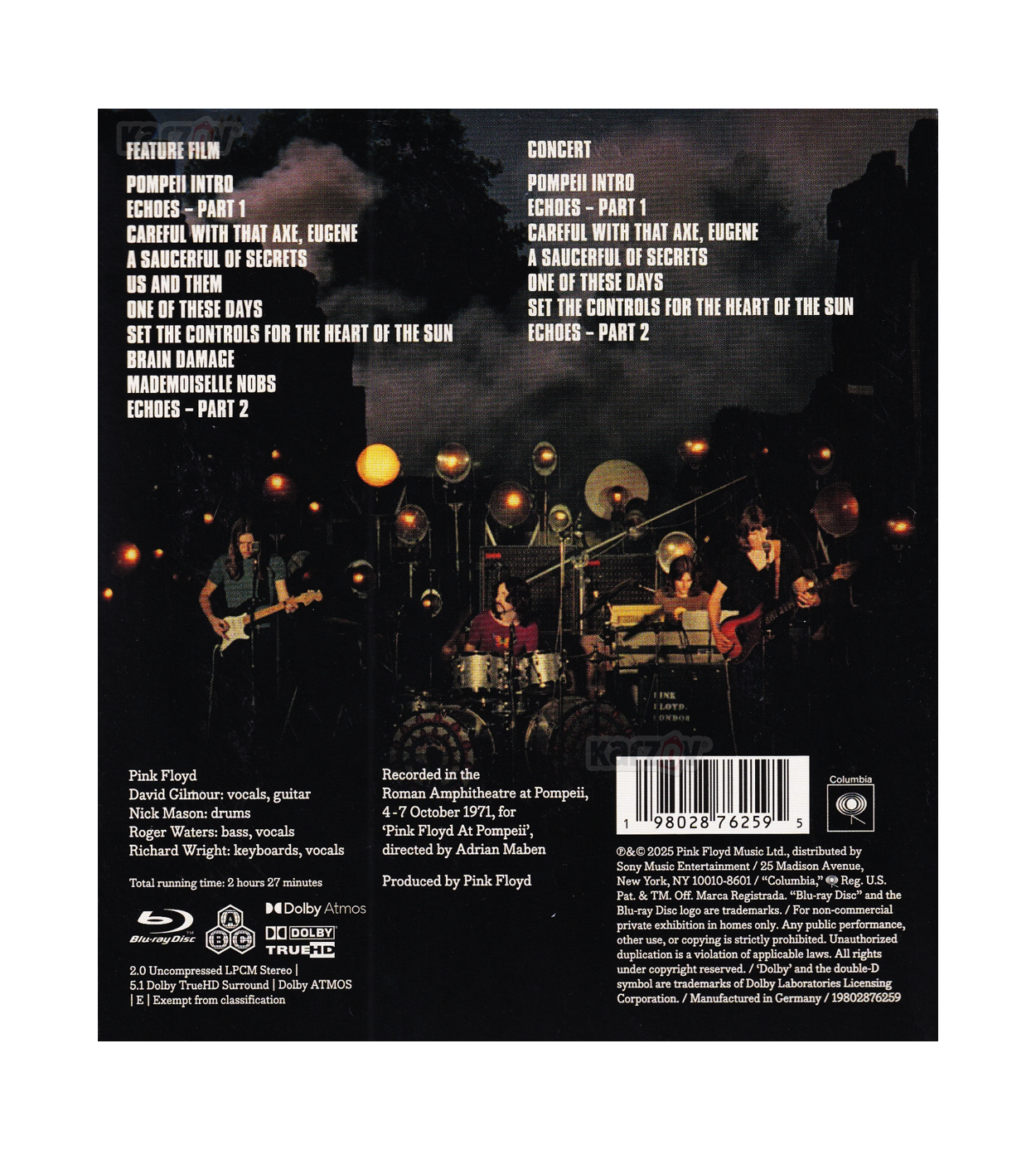 Pink Floyd At Pompeii Mcmlxxii 2025 Concierto Blu-ray