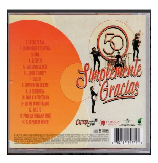 Calibre 50 Simplemente Gracias Disco Cd