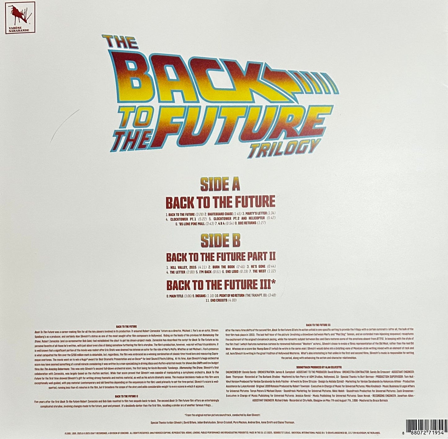 The Back To The Future Trilogy Alan Silvestri Lp Vinyl Rsd Black Friday 2025 Doc Brown Edition