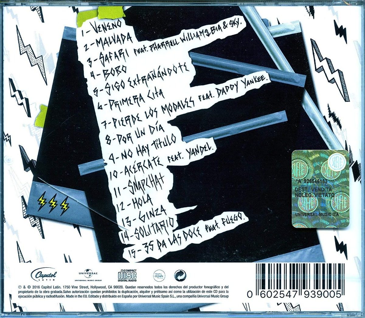 J Balvin Energia Lado A Disco Cd