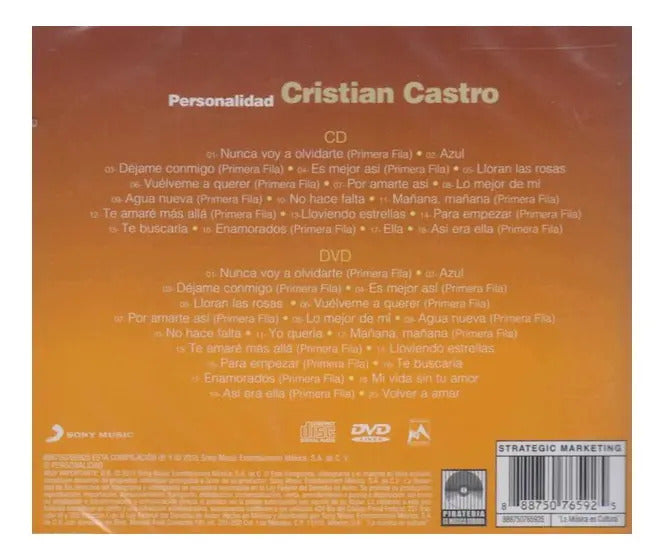 Cristian Castro Personalidad Disco Cd + Dvd