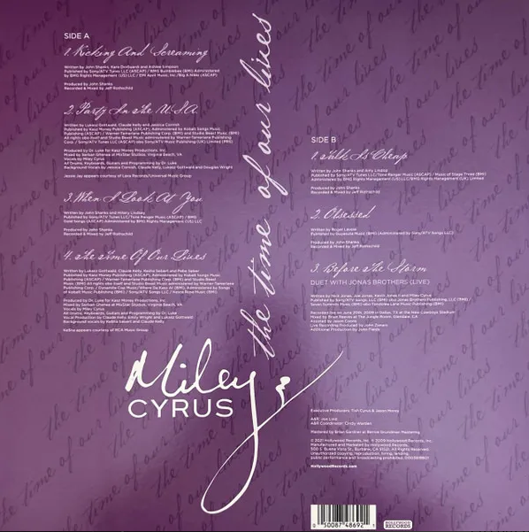 Miley Cyrus Time Of Our Lives Exclusive Splatter Lp Vinyl