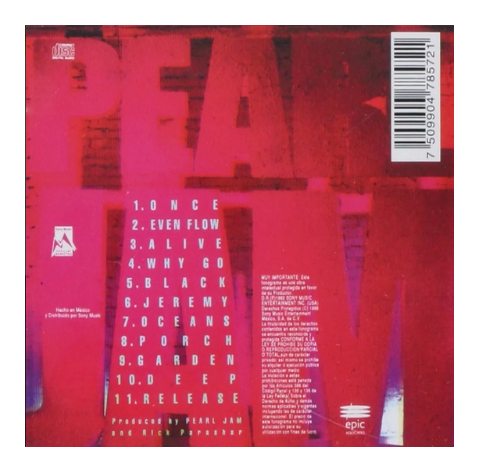 Pearl Jam Ten Disco Cd