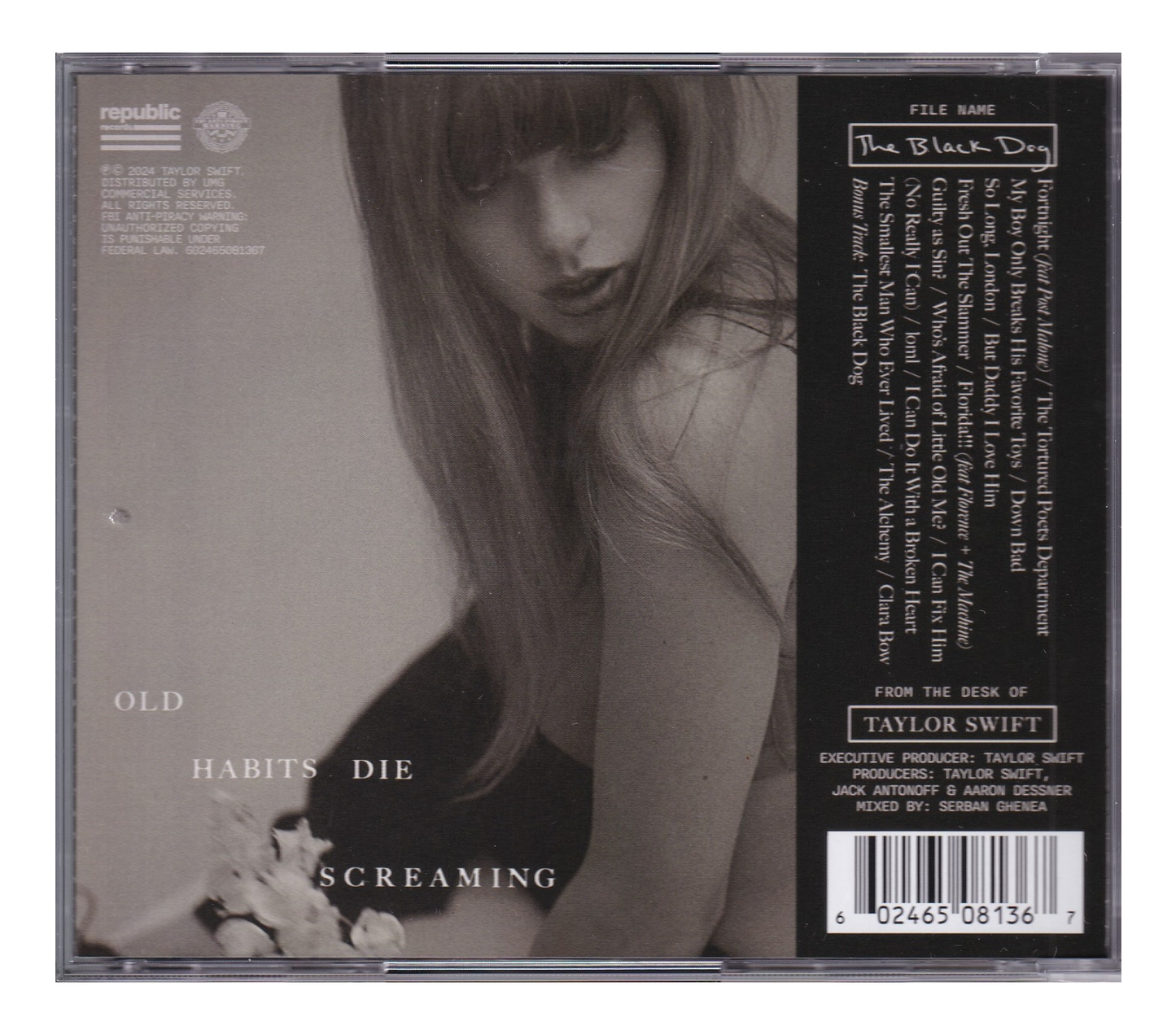 Taylor Swift Tortu red Poets Department The Bl ack Dog Disco Cd