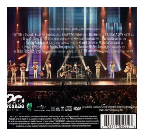 Pesado 20 Aniversario En Directo 93 13 Vol 2 2 DiscosCd + Dvd