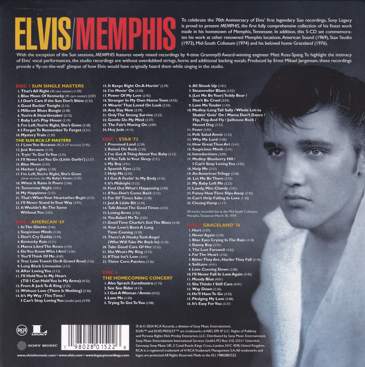 Elvis Presley Memphis Coleccion Box 5 Discos Cd
