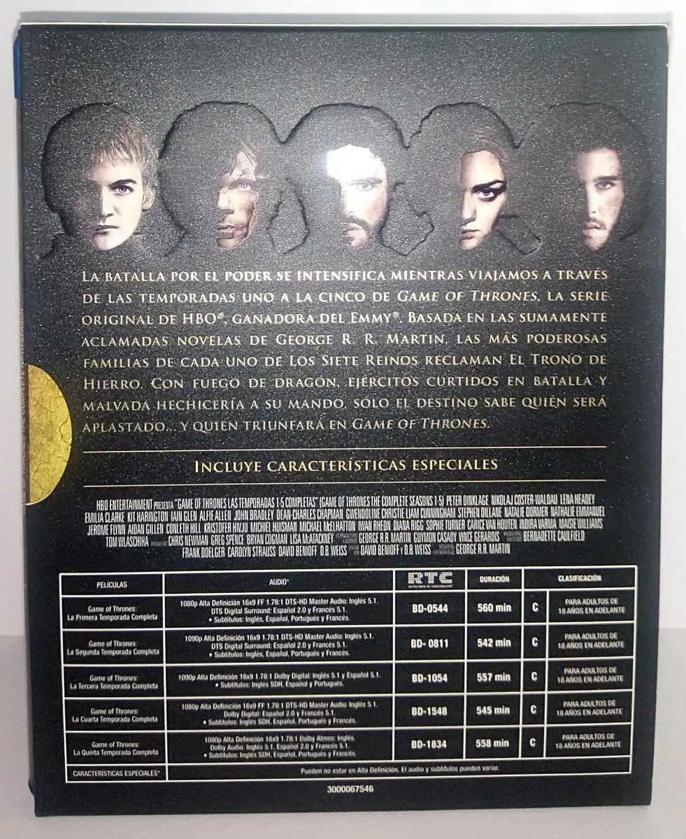 Game Of Thrones Juego De Tronos Temporadas 1 A 5 Blu-ray