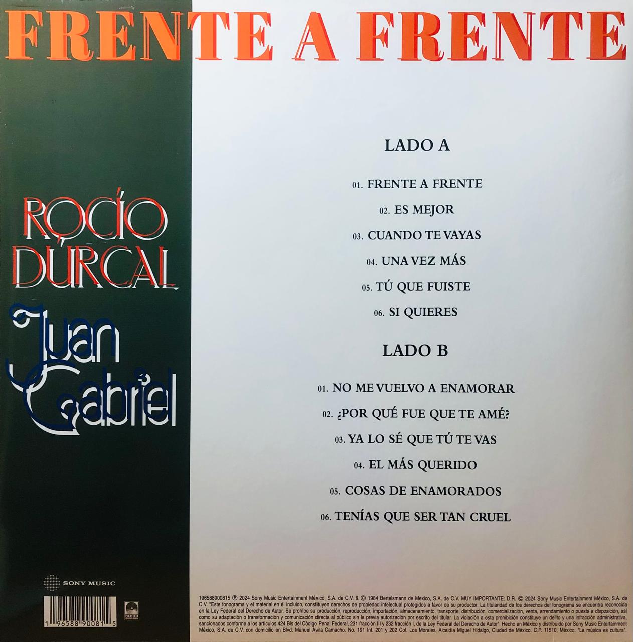 Juan Gabriel & Rocio Durcal Frente A Frente Green Lp Vinyl
